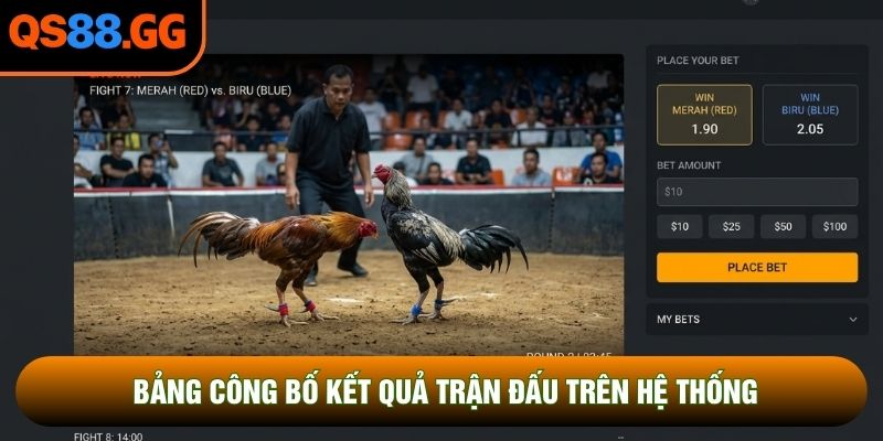 Bảng công bố kết quả trận đấu trên hệ thống